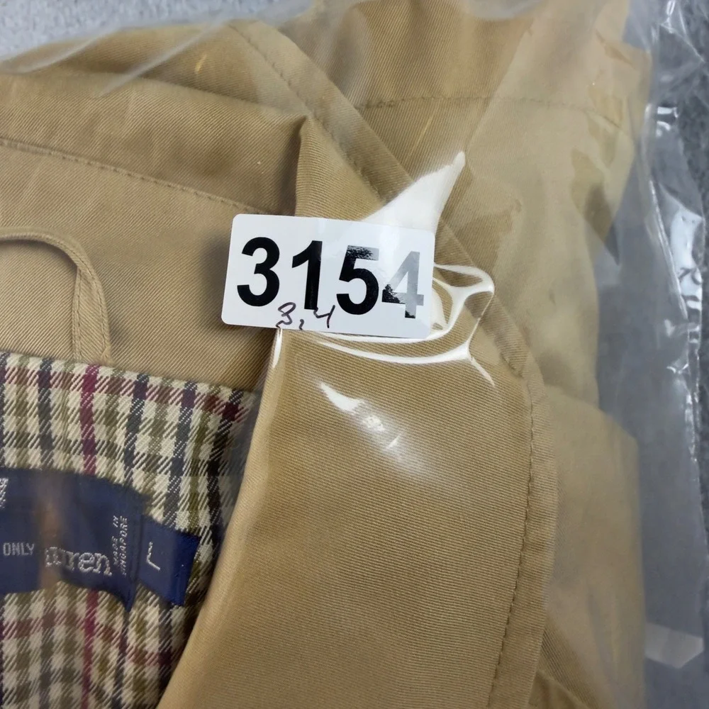 Vintage Polo Ralph Lauren Reversible Trench Coat Khaki Plaid Mens Large Belted